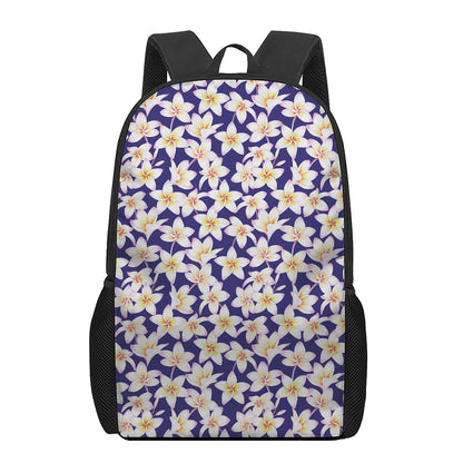 Watercolor Frangipani Flower Print 17 Inch Backpack