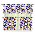 Watercolor Frangipani Flower Print 3 Piece Kitchen Curtains