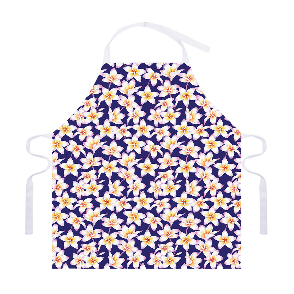Watercolor Frangipani Flower Print Adjustable Apron