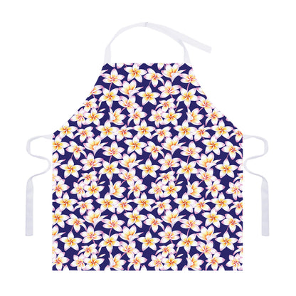 Watercolor Frangipani Flower Print Adjustable Apron
