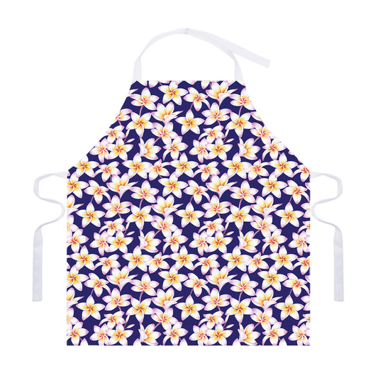 Watercolor Frangipani Flower Print Adjustable Apron