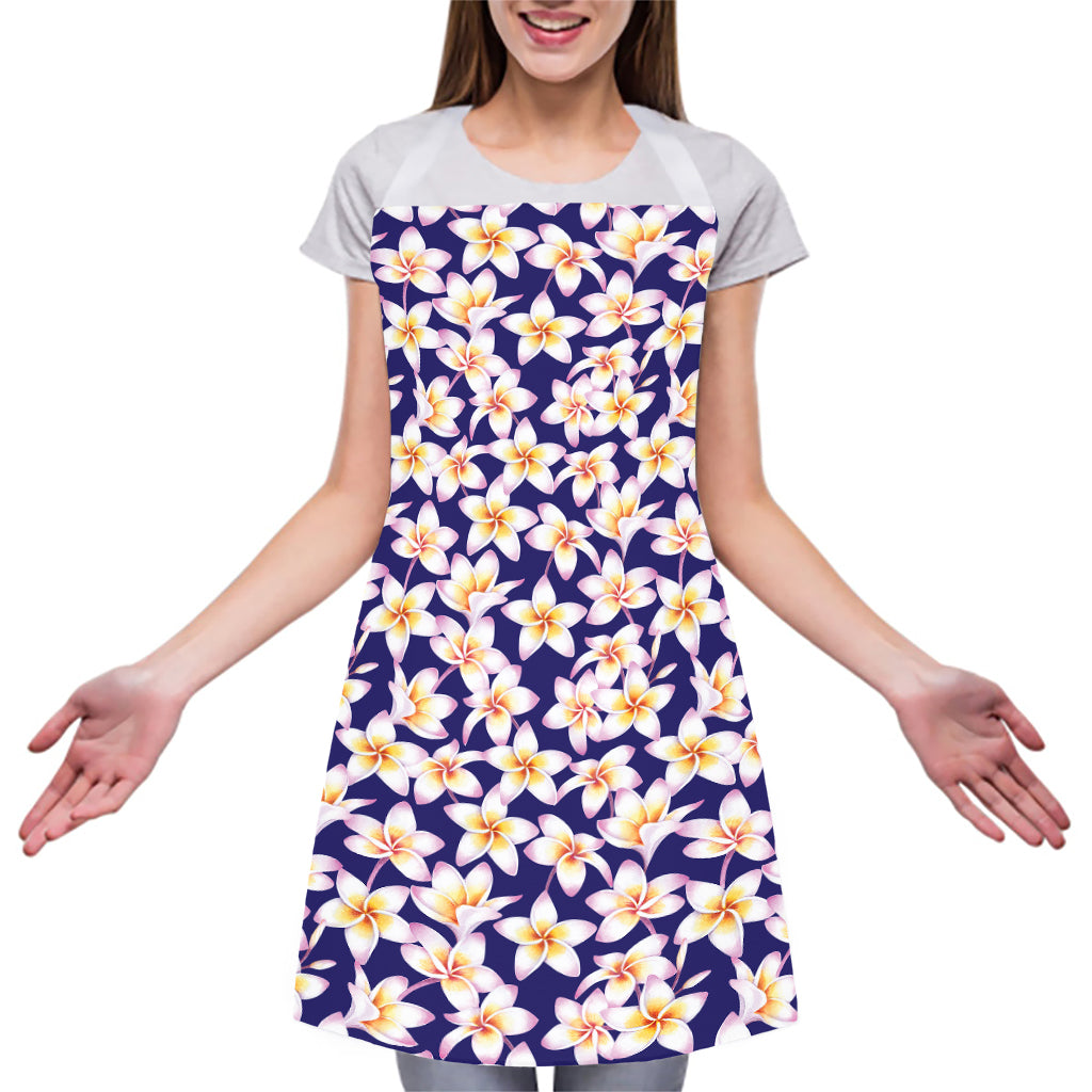 Watercolor Frangipani Flower Print Adjustable Apron