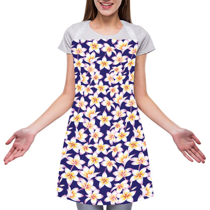 Watercolor Frangipani Flower Print Adjustable Apron
