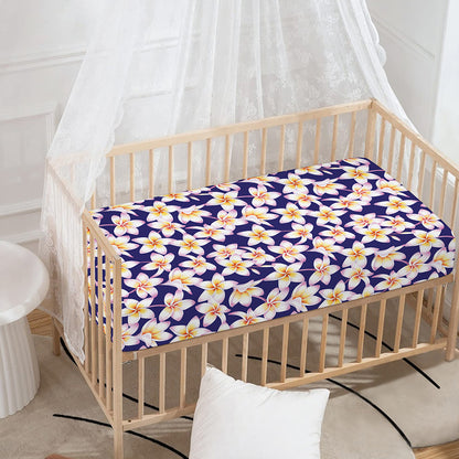 Watercolor Frangipani Flower Print Baby Crib Sheet