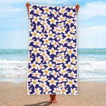 Watercolor Frangipani Flower Print Beach Towel