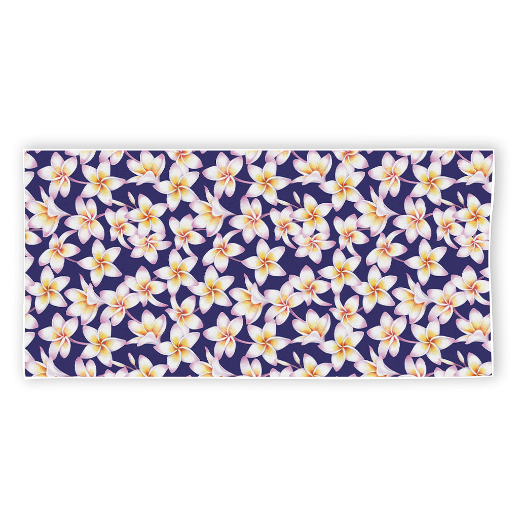 Watercolor Frangipani Flower Print Beach Towel