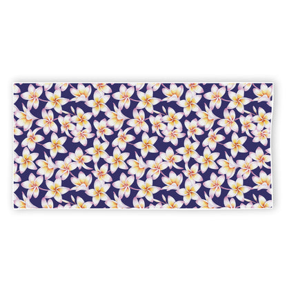 Watercolor Frangipani Flower Print Beach Towel