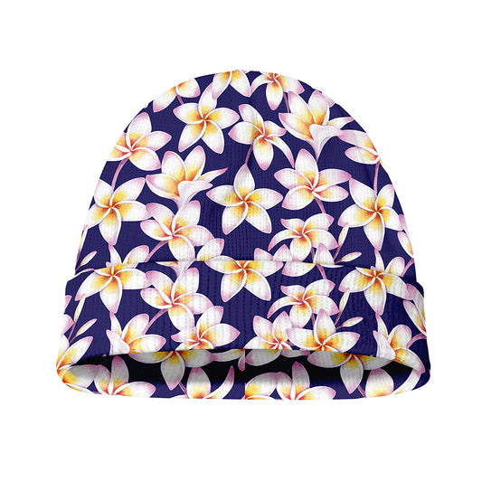 Watercolor Frangipani Flower Print Beanie
