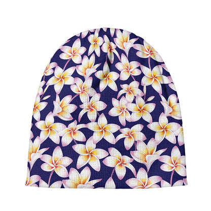 Watercolor Frangipani Flower Print Beanie
