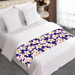 Watercolor Frangipani Flower Print Bed Runner
