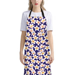 Watercolor Frangipani Flower Print Bib Apron With Pocket