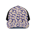 Watercolor Frangipani Flower Print Black Mesh Trucker Hat