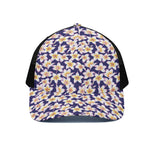 Watercolor Frangipani Flower Print Black Mesh Trucker Cap