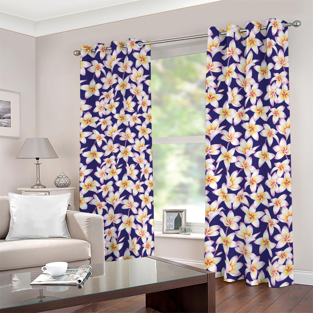 Watercolor Frangipani Flower Print Blackout Grommet Curtains
