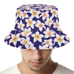 Watercolor Frangipani Flower Print Bucket Hat