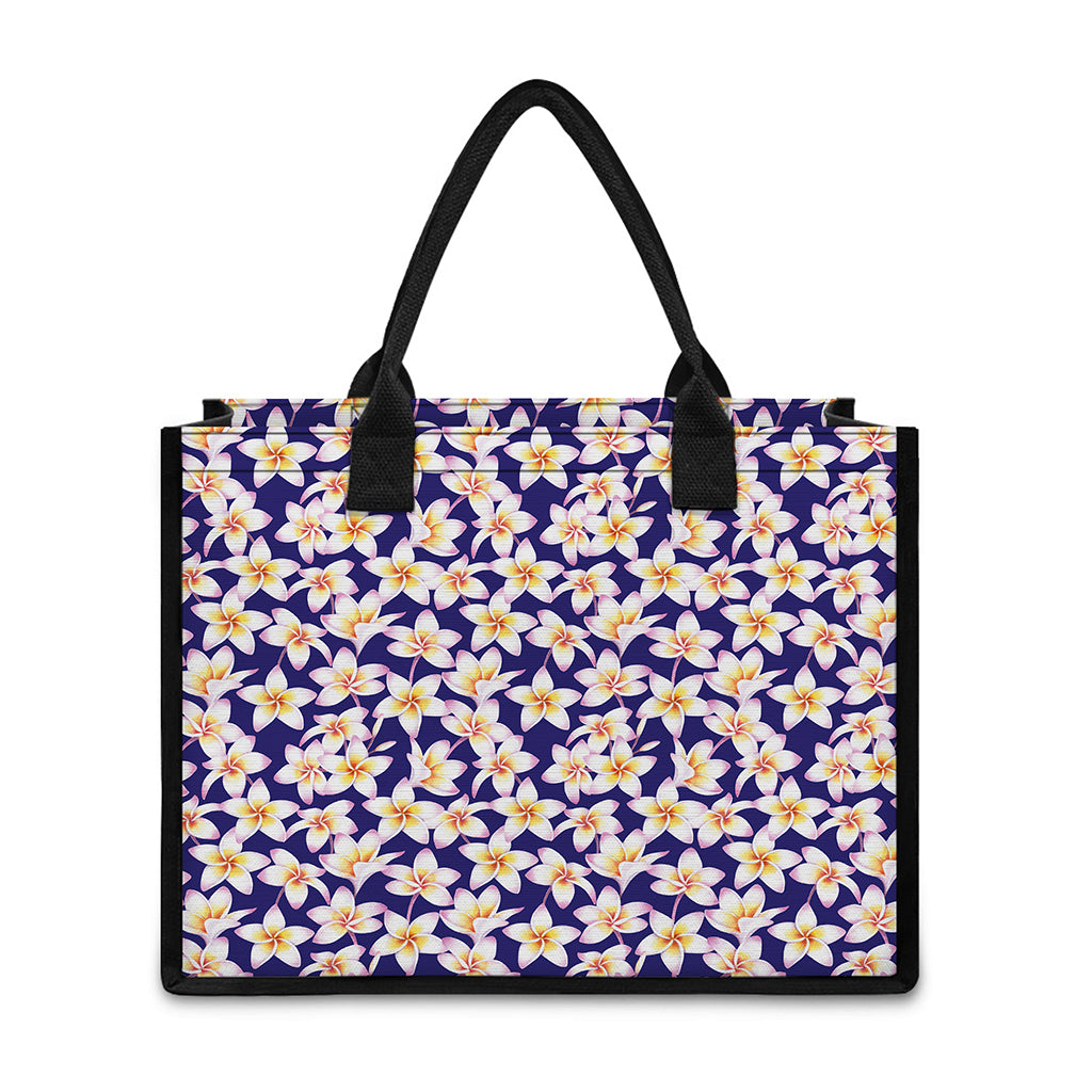 Watercolor Frangipani Flower Print Canvas Tote Bag