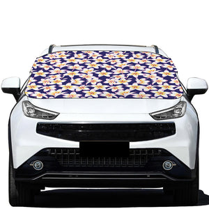 Watercolor Frangipani Flower Print Car Windshield Snow Cover