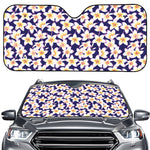 Watercolor Frangipani Flower Print Car Windshield Sun Shade