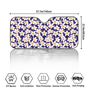 Watercolor Frangipani Flower Print Car Windshield Sun Shade