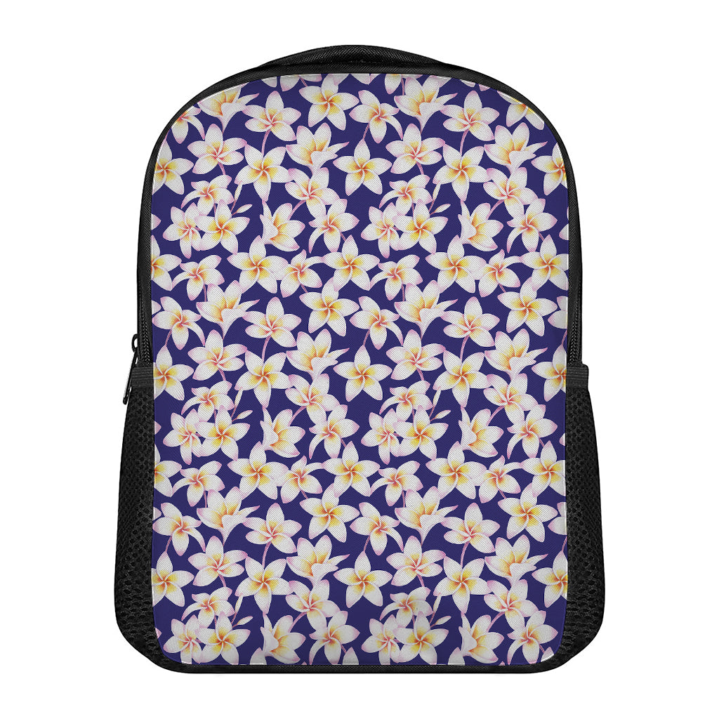 Watercolor Frangipani Flower Print Casual Backpack
