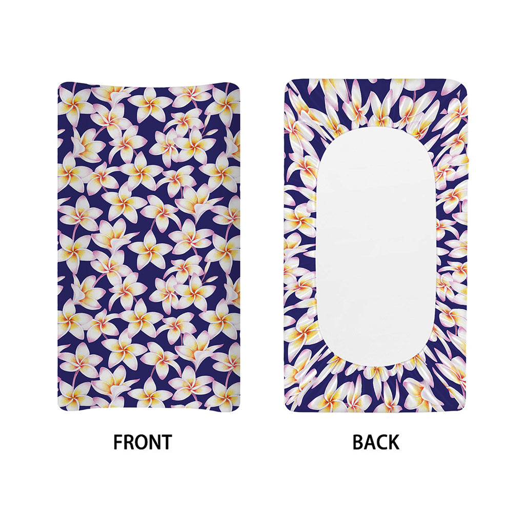 Watercolor Frangipani Flower Print Changing Pad Cover