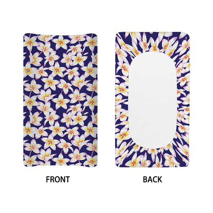 Watercolor Frangipani Flower Print Changing Pad Cover