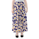 Watercolor Frangipani Flower Print Chiffon Maxi Skirt
