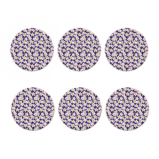 Watercolor Frangipani Flower Print Coaster Set
