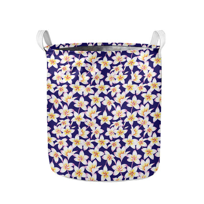 Watercolor Frangipani Flower Print Collapsible Laundry Basket
