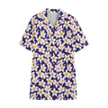 Watercolor Frangipani Flower Print Cotton Hawaiian Shirt