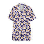 Watercolor Frangipani Flower Print Cotton Hawaiian Shirt