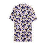 Watercolor Frangipani Flower Print Cotton Hawaiian Shirt