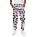 Watercolor Frangipani Flower Print Cotton Sweatpants