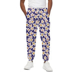 Watercolor Frangipani Flower Print Cotton Pants