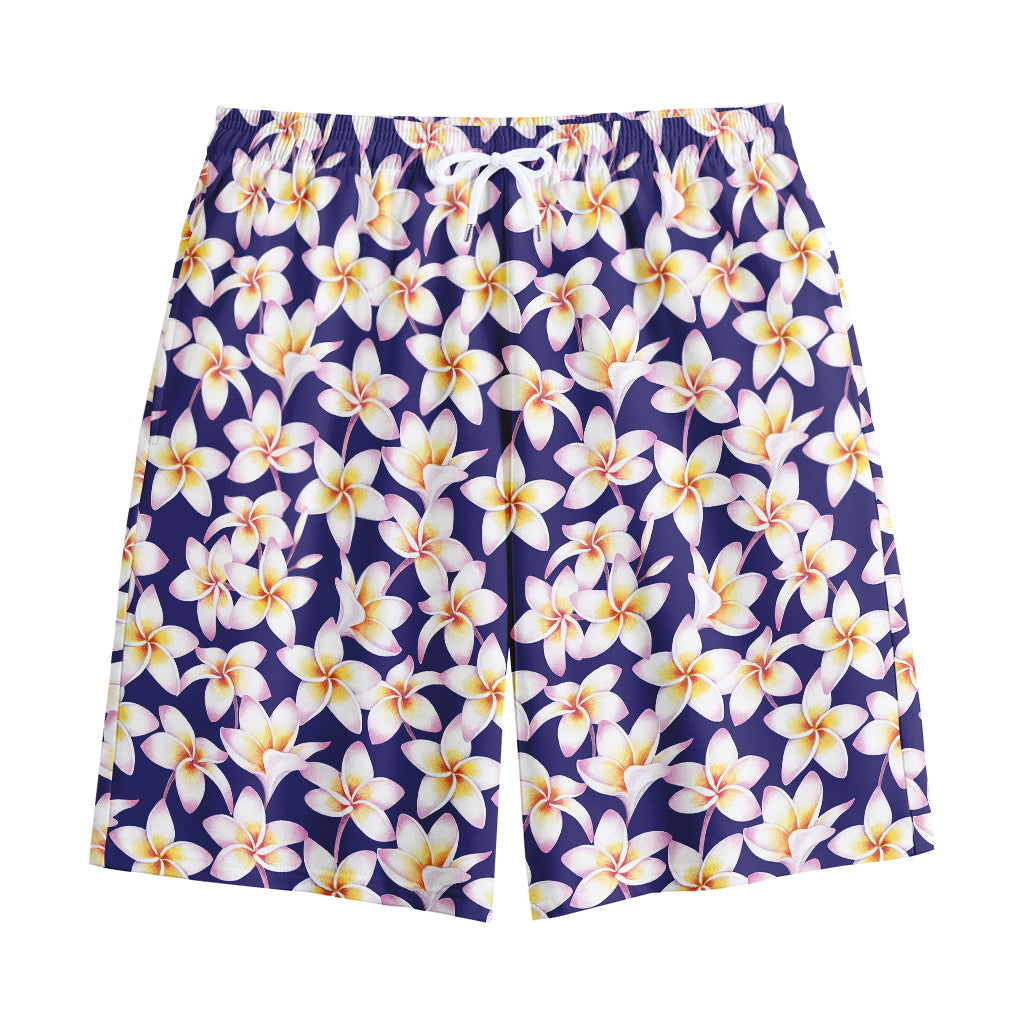 Watercolor Frangipani Flower Print Cotton Shorts