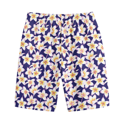 Watercolor Frangipani Flower Print Cotton Shorts