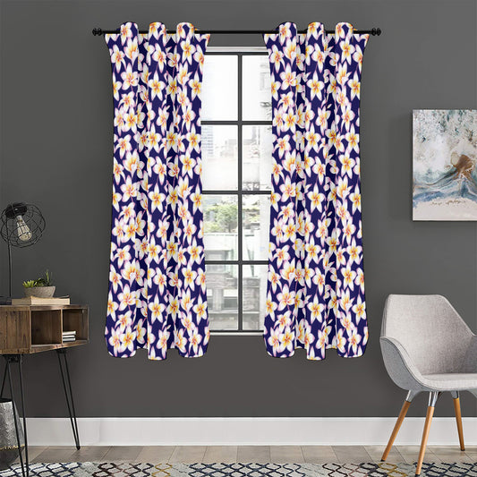 Watercolor Frangipani Flower Print Curtain