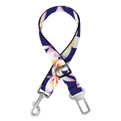 Watercolor Frangipani Flower Print Dog Seat Belt