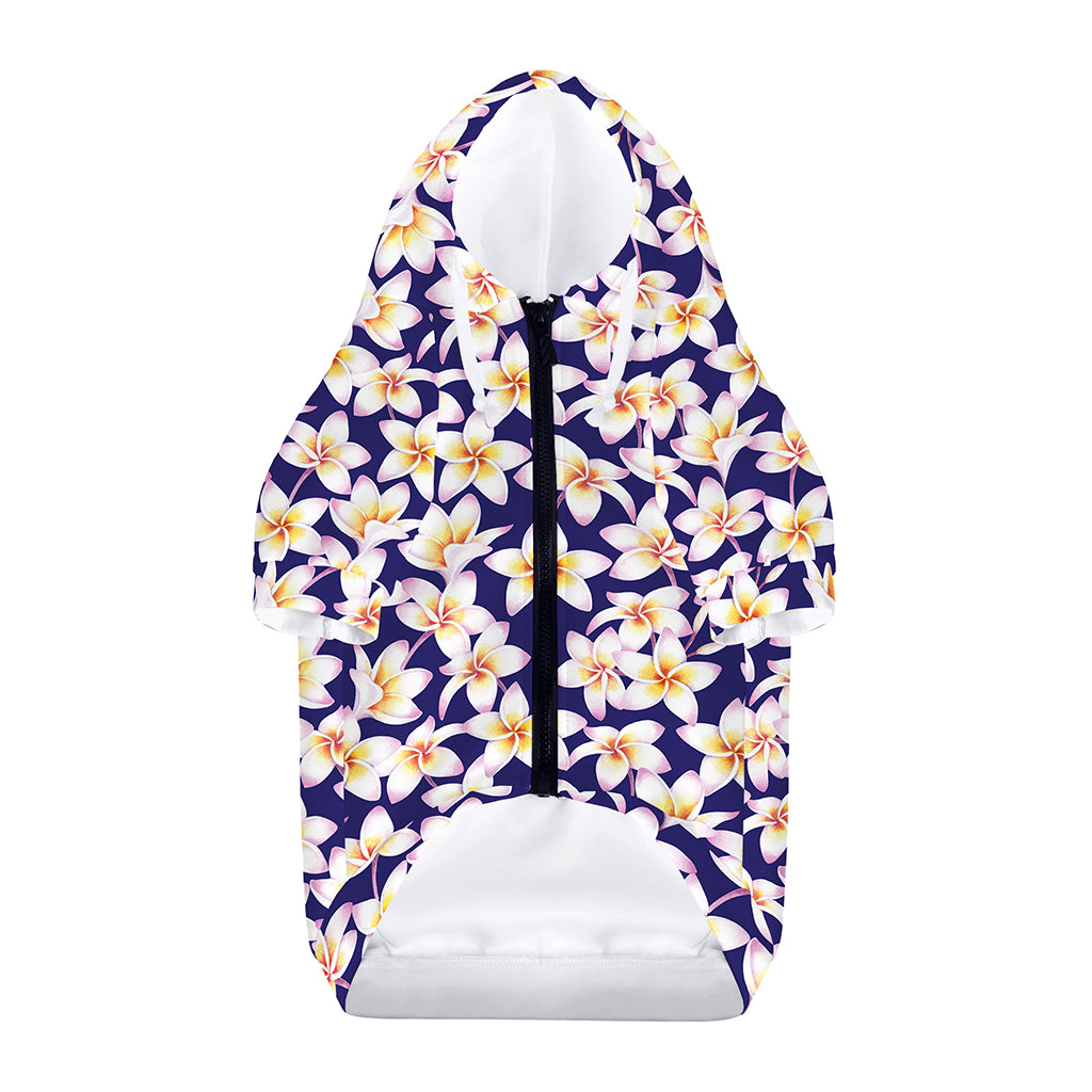 Watercolor Frangipani Flower Print Dog Zip Up Hoodie