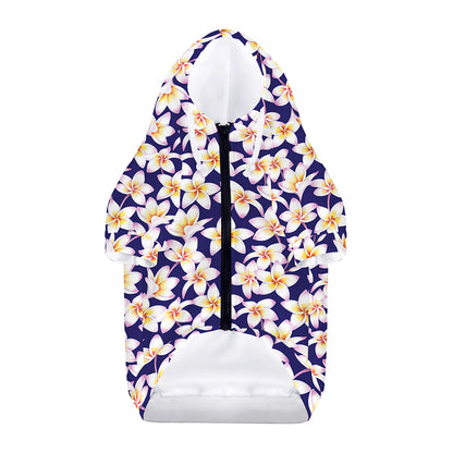 Watercolor Frangipani Flower Print Dog Zip Up Hoodie