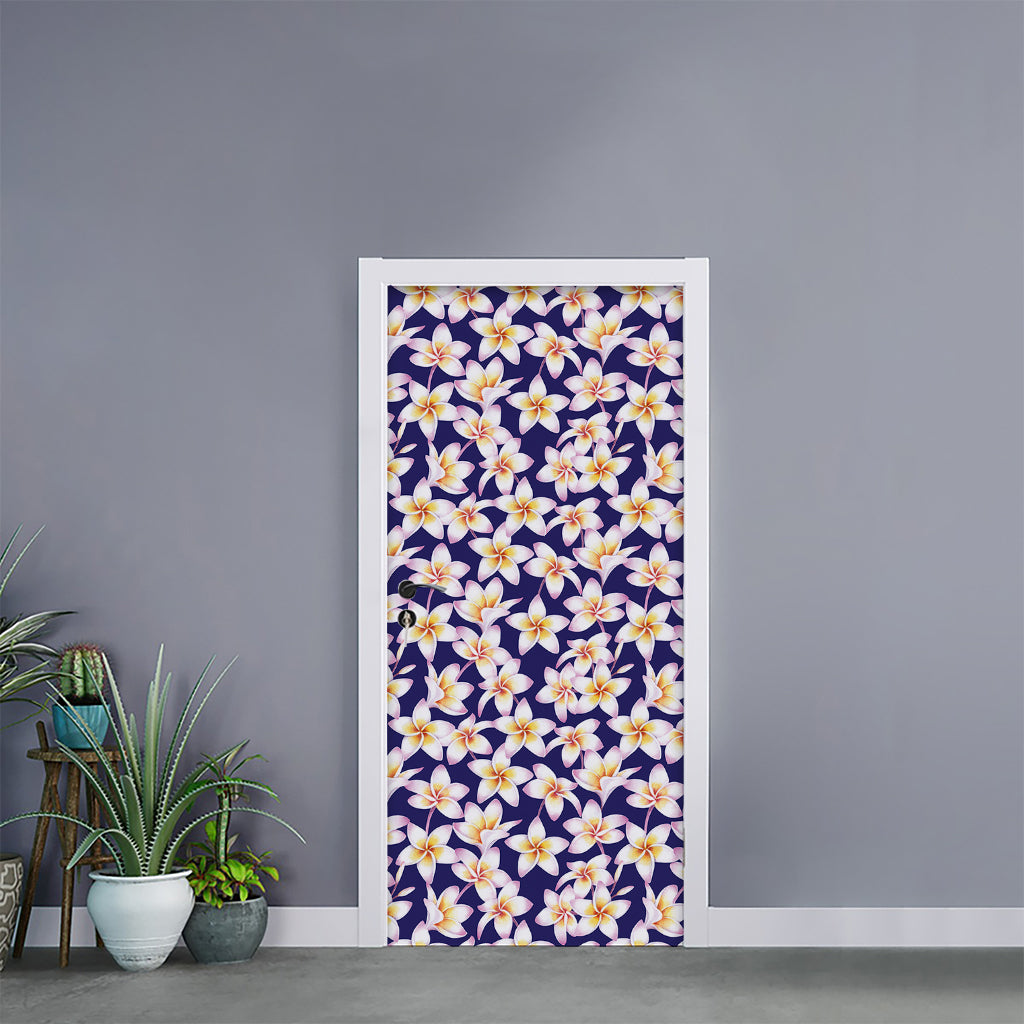 Watercolor Frangipani Flower Print Door Sticker