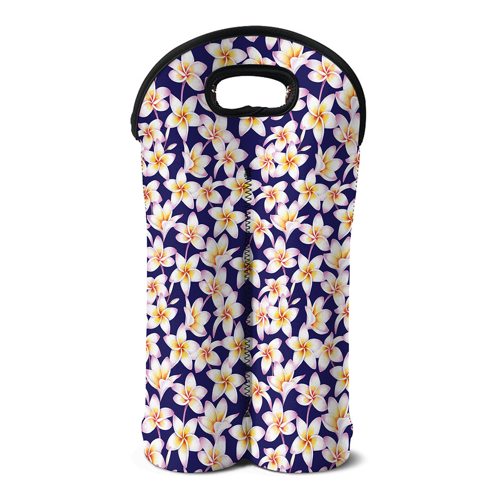Watercolor Frangipani Flower Print Double Neoprene Wine Tote