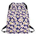 Watercolor Frangipani Flower Print Drawstring Backpack