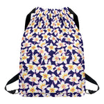 Watercolor Frangipani Flower Print Drawstring Backpack