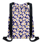 Watercolor Frangipani Flower Print Drawstring Backpack