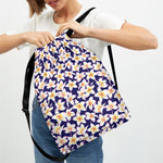 Watercolor Frangipani Flower Print Drawstring Backpack