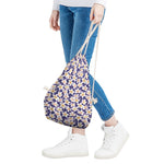 Watercolor Frangipani Flower Print Drawstring Bag