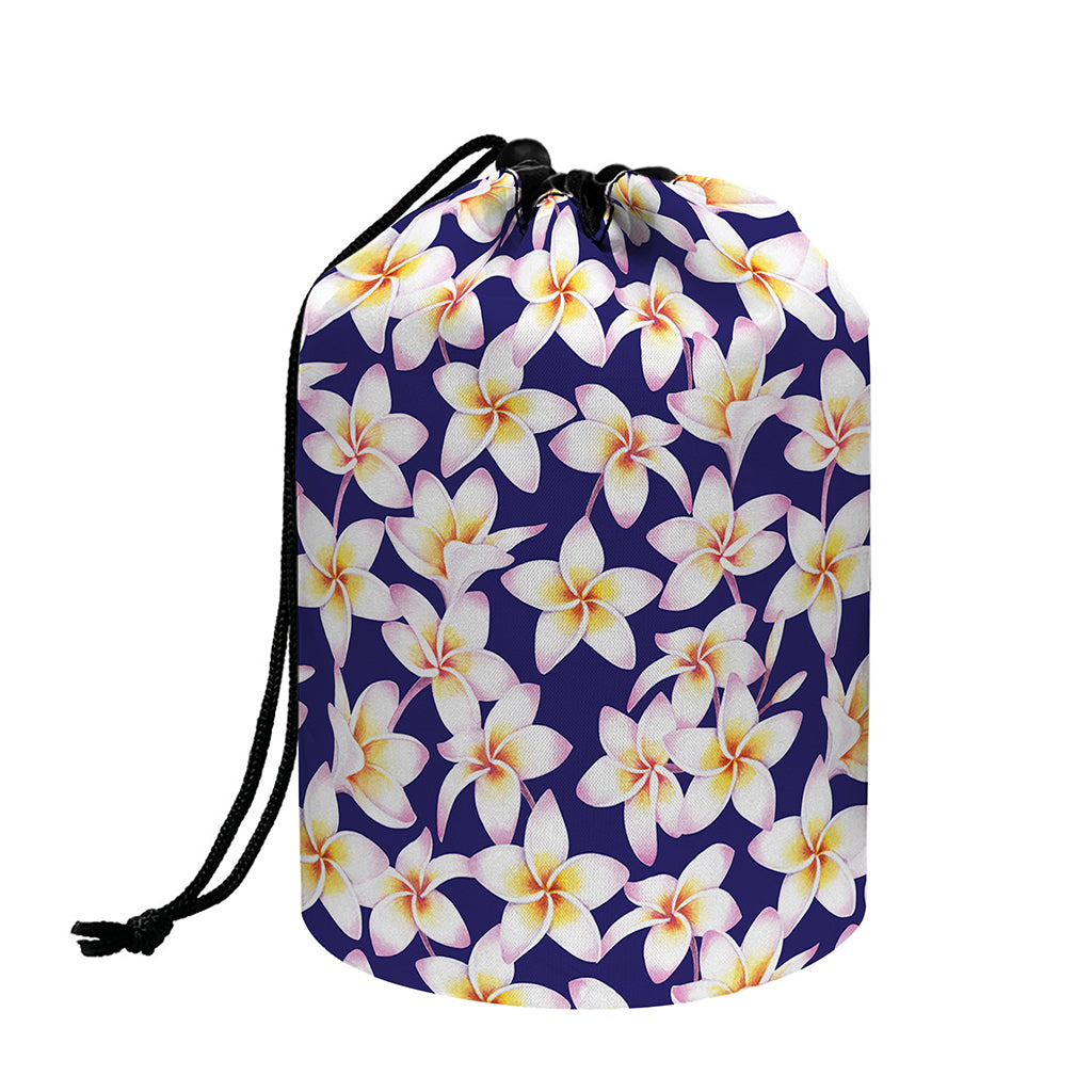 Watercolor Frangipani Flower Print Drawstring Makeup Bag