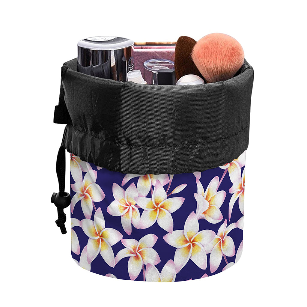 Watercolor Frangipani Flower Print Drawstring Makeup Bag