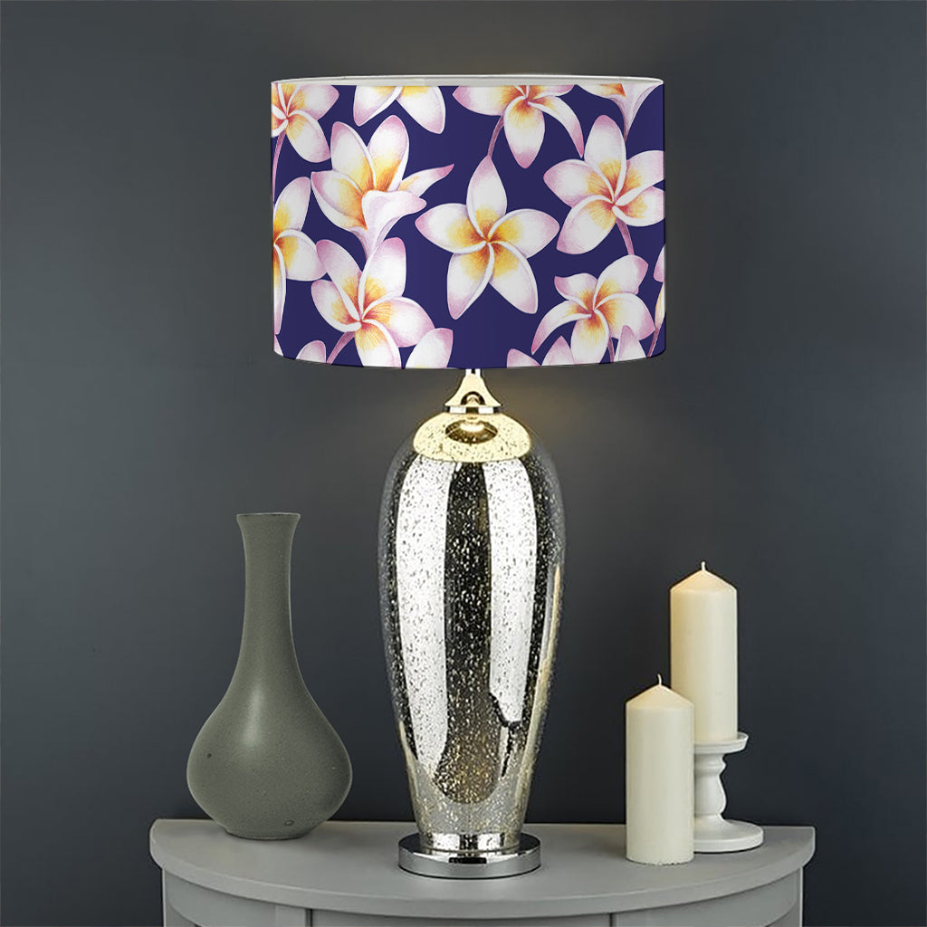 Watercolor Frangipani Flower Print Drum Lamp Shade